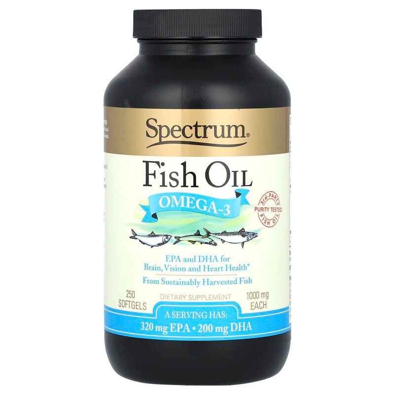 Spectrum Essentials Fish Oil Omega3 1000 Mg Softgels, 250 Ea